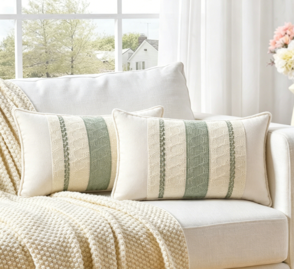 Two vintage sage green waist pillows and boho pillows